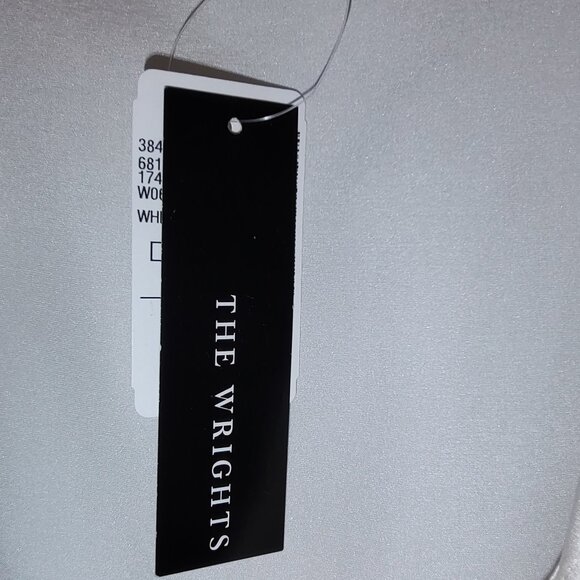 THE WRIGHTS TANK TOP SILK SPANDEX TWIST NECK CENTER ROSETTE SLVLS WHITE SZ 8 NWT - Picture 11 of 11